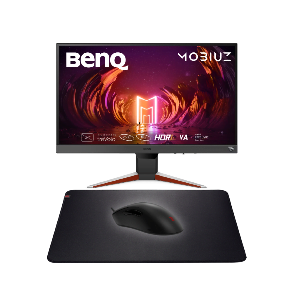 image produit BenQ MOBIUZ EX240N 24" FHD/165Hz + Souris ZOWIE EC2-C + Tapis Zowie G-SR Grosbill