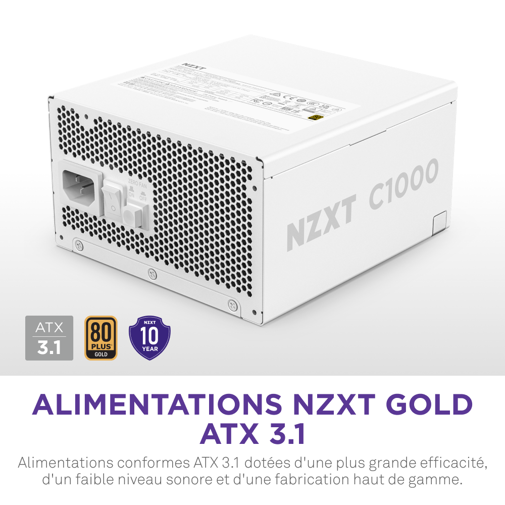 NZXT 80+ Gold (1000W) - Alimentation NZXT - grosbill.com - 7