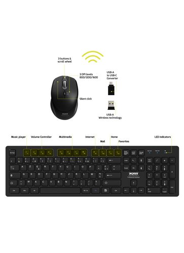 Port Connect Professional Office Pack - Pack Clavier/Souris - 9