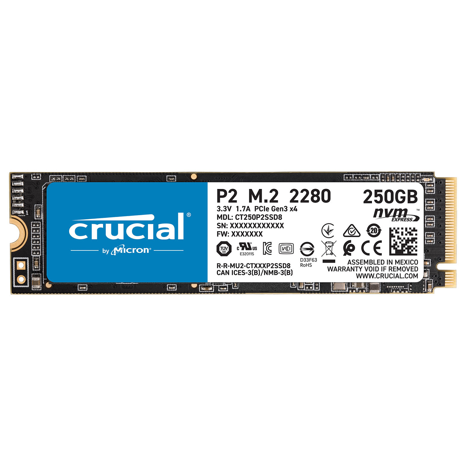 250Go M.2 NVMe - CT250P2SSD8 - P2