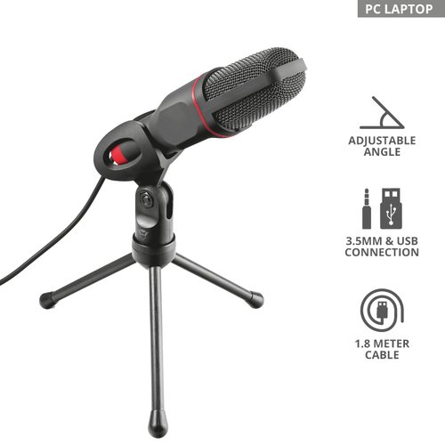 Trust Microphone Streaming Mico - Noir/USB/3,5mm/Trépied (23791) - Achat / Vente Accessoire Streaming / Vlogging  sur grosbill.com - 1