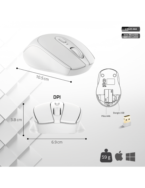 Advance Feel Wireless Blanche - Souris PC Advance - grosbill.com - 3