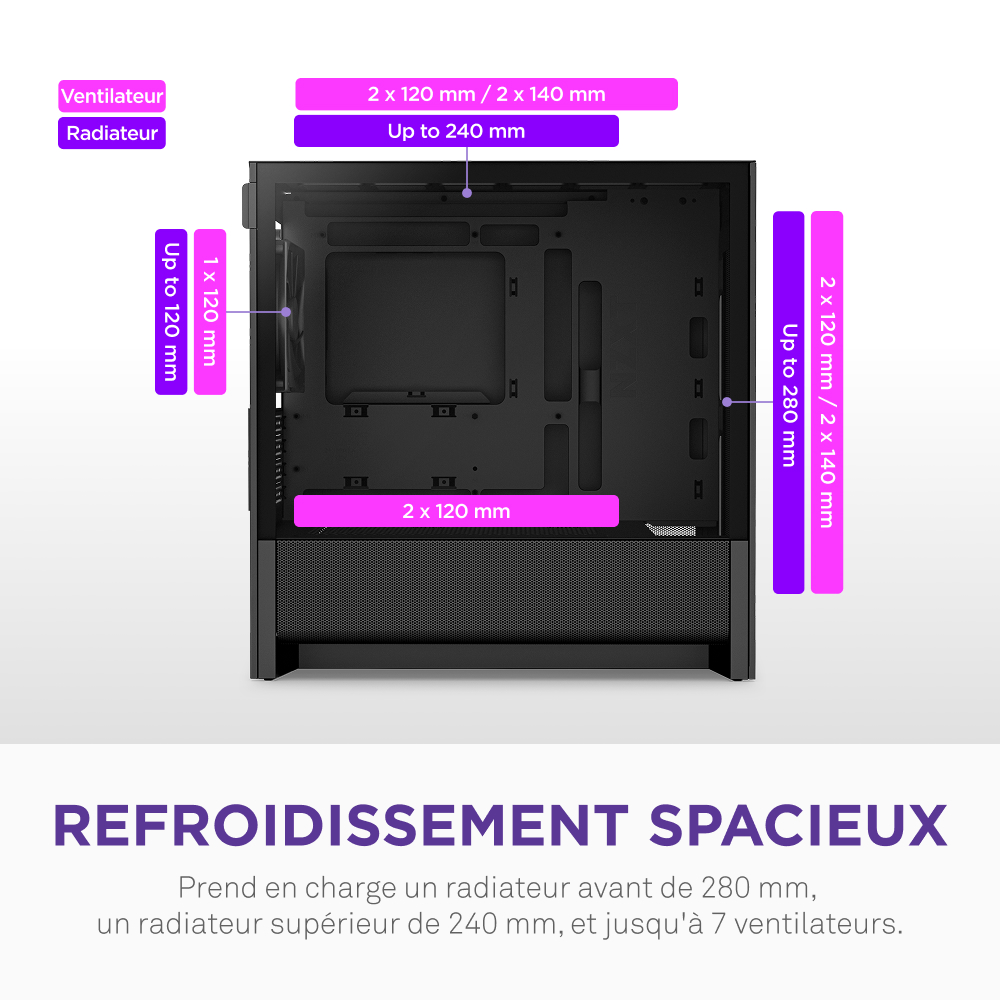 NZXT H3 Flow Noir Noir - Boîtier PC NZXT - grosbill.com - 6