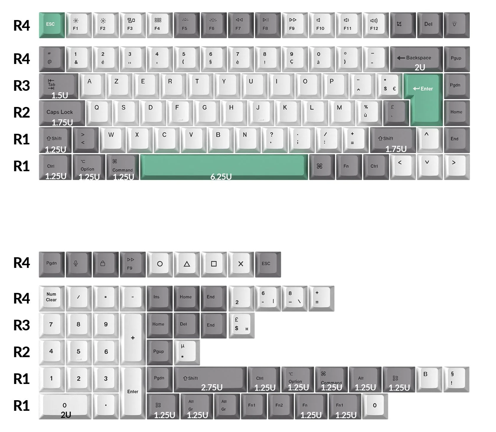 Keychron Set de touches - White Mint - Complet/ISO-FR/PBT (T61) - Achat / Vente Modding sur grosbill.com - 1