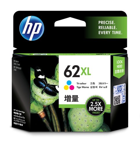 Cartouche d'encre Tricolore - 62XL pour imprimante  HP - 0