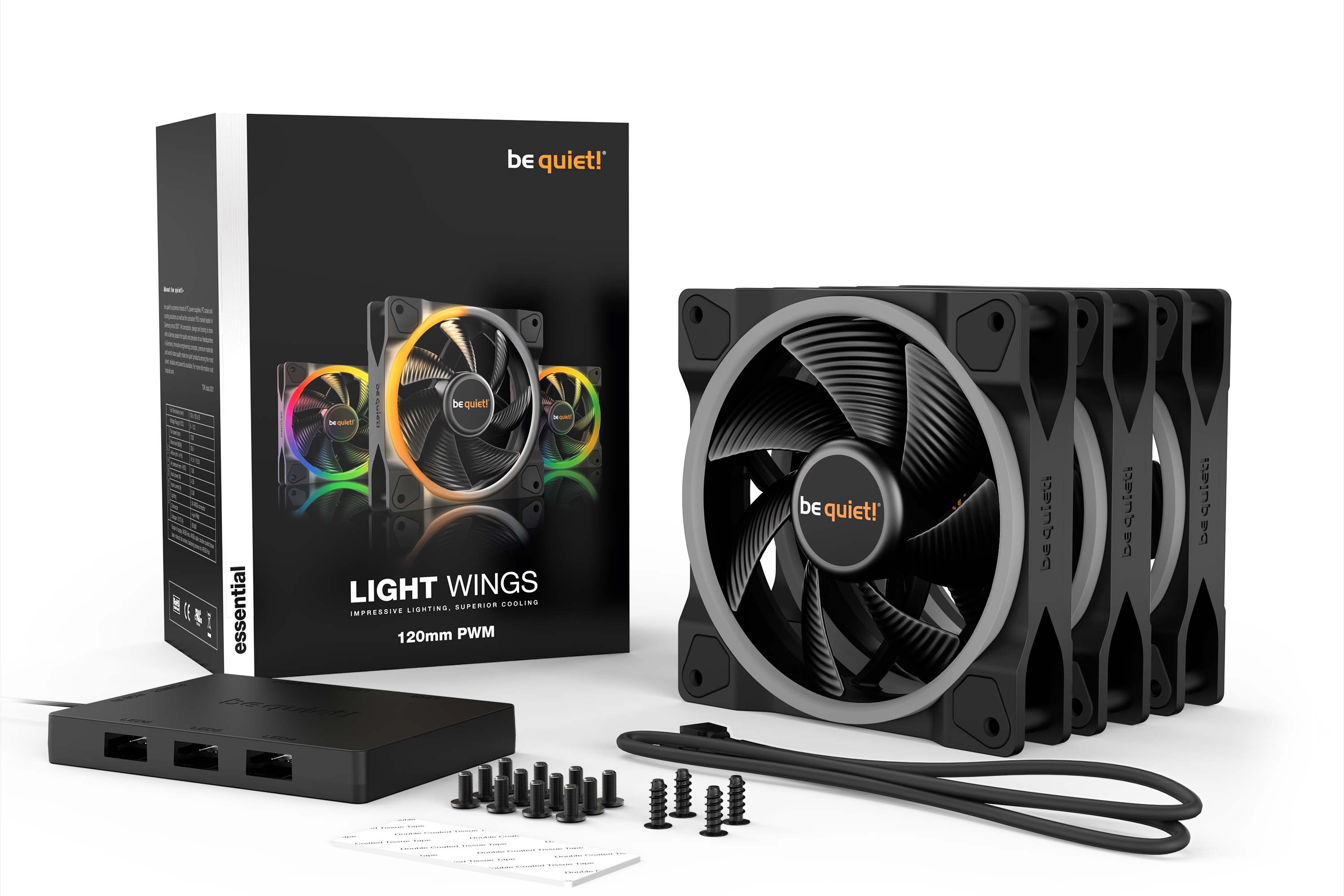 Be Quiet! Light Wings 120mm PWM ARGB Kit x3 - Ventilateur boîtier