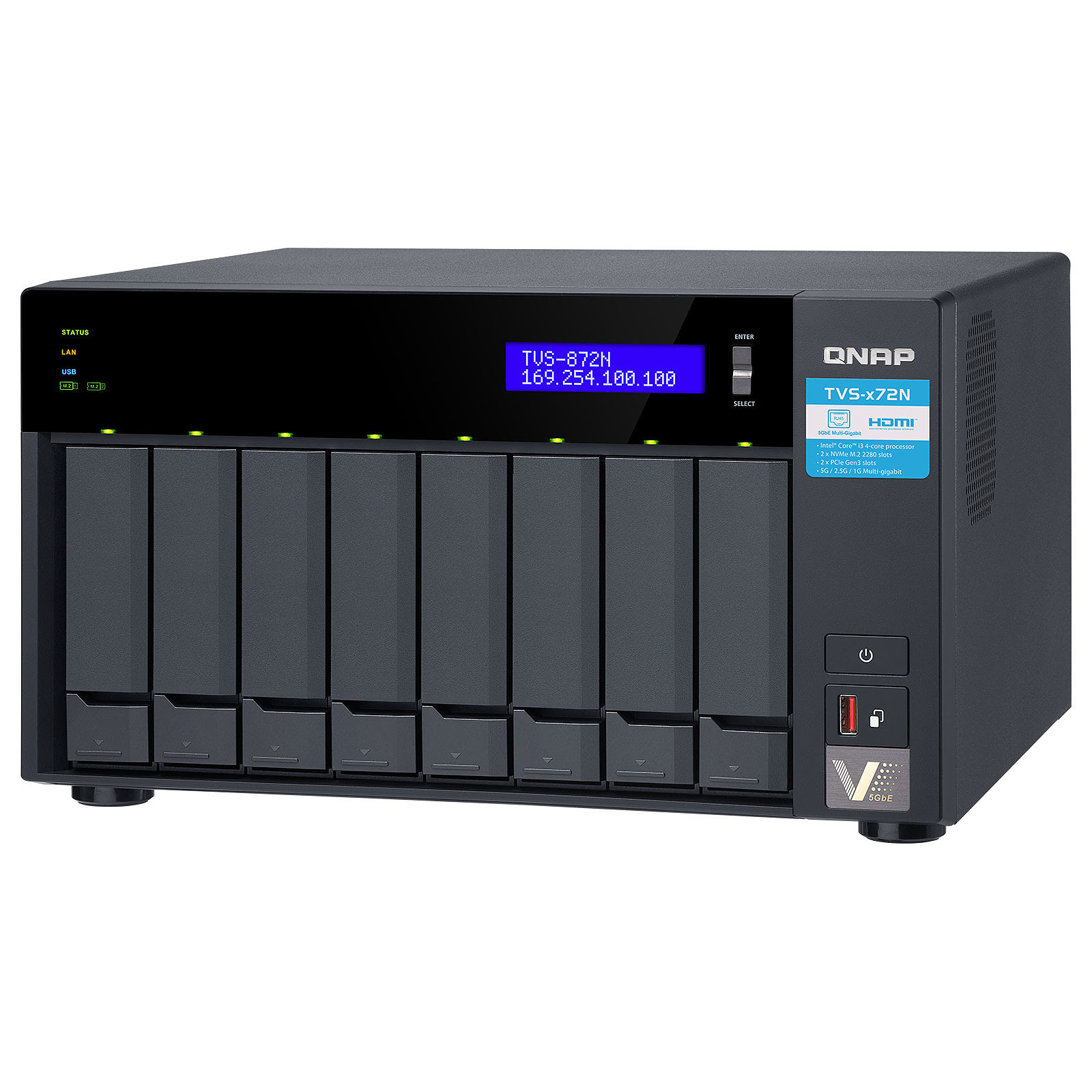 Qnap TVS-872N-i3-8G - 8 HDD - Serveur NAS Qnap - grosbill.com - 2