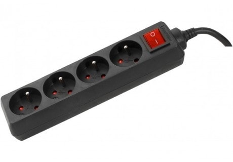  Multiprises Noire 4 Prises + interrupteur - 4,00m