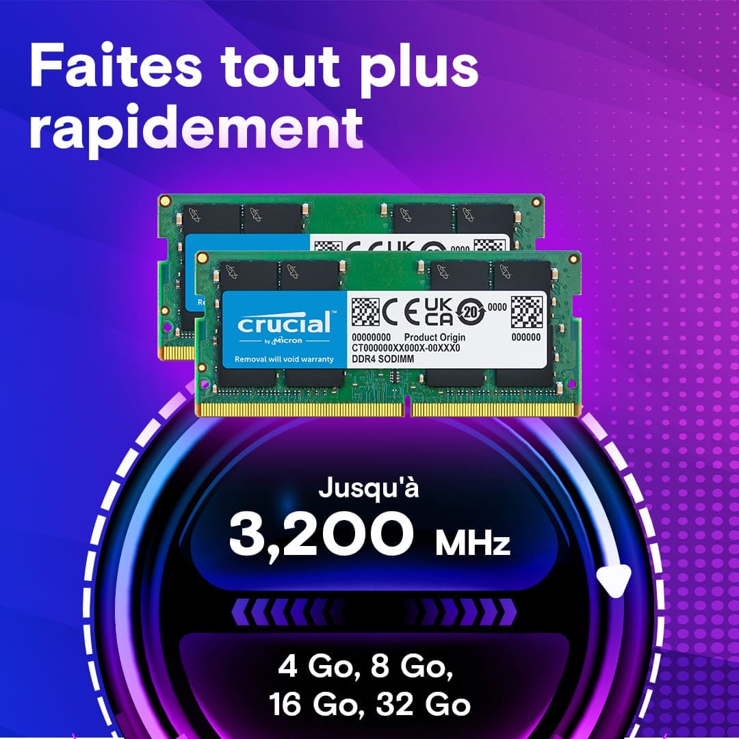 Crucial CT16G4SFRA32AT (1x16GB DDR4-3200 SODIMM) OEM - Mémoire PC portable - 1