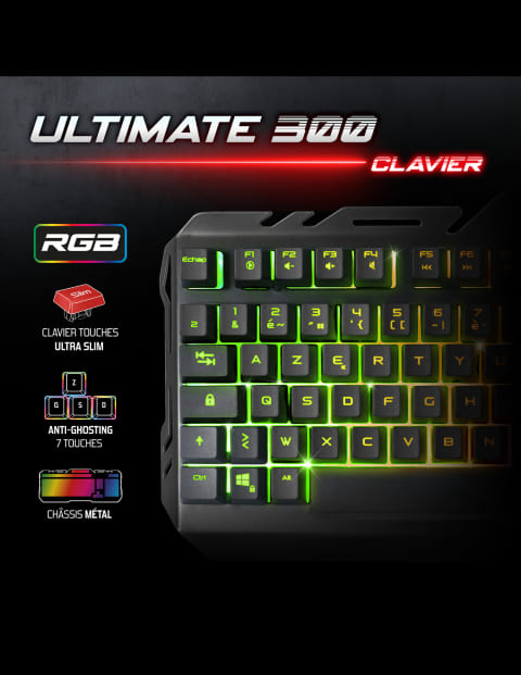 Spirit Of Gamer 4 en 1 Ultimate 300 - Clavier/Souris/Tapis/Casque (CLS-MKH300) - Achat / Vente Pack Peripheriques sur grosbill.com - 4