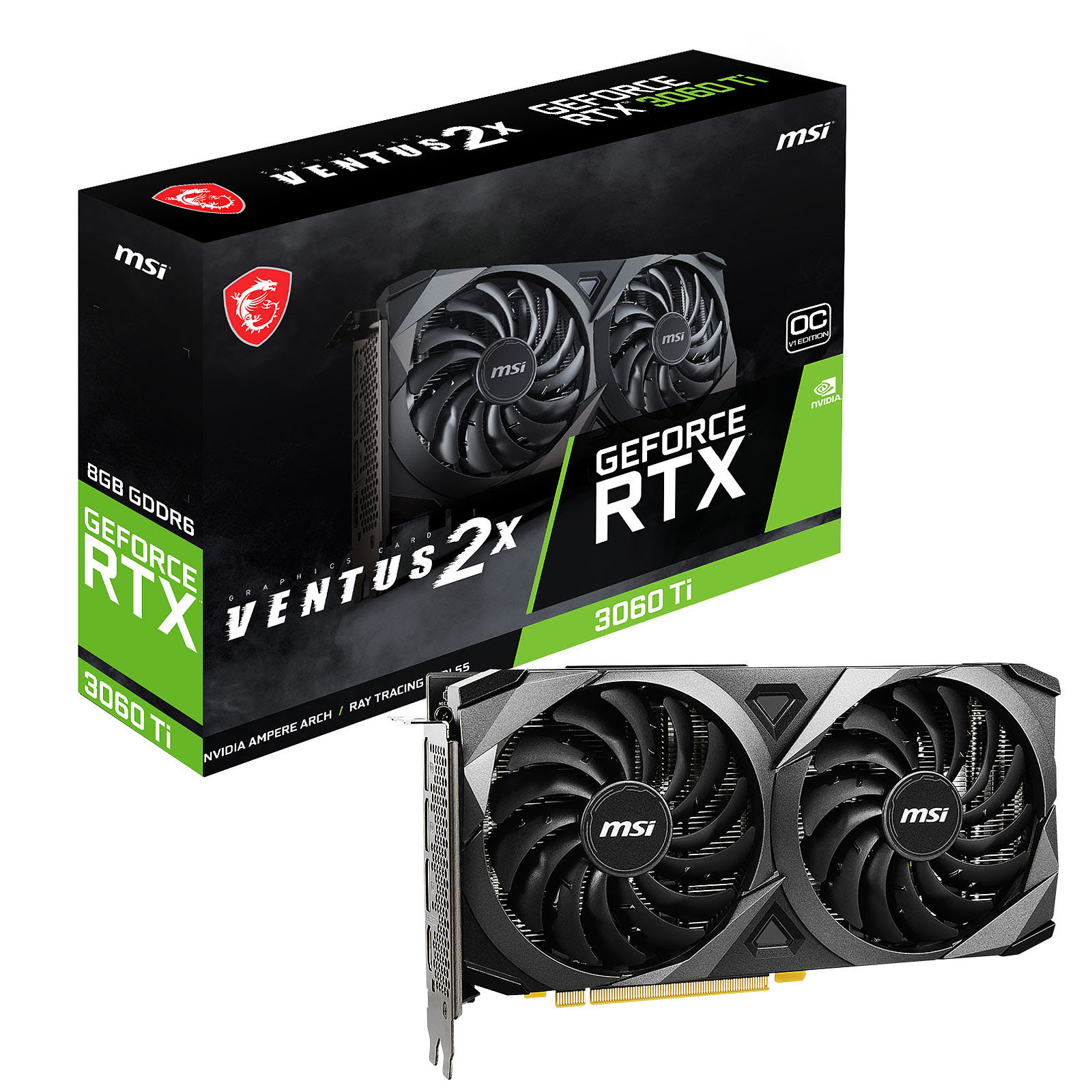 MSI RTX 3060Ti VENTUS 2X 8G OCV1 LHR  - Carte graphique MSI - 0