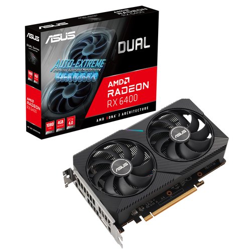 Asus ASUS DUAL-RX6400-4GB Dual AMD Radeon RX 6400 4Go GDDR6 PCIe 4.0 1xDP 1.4a 1xHDMI 2.1 - Carte graphique - 9