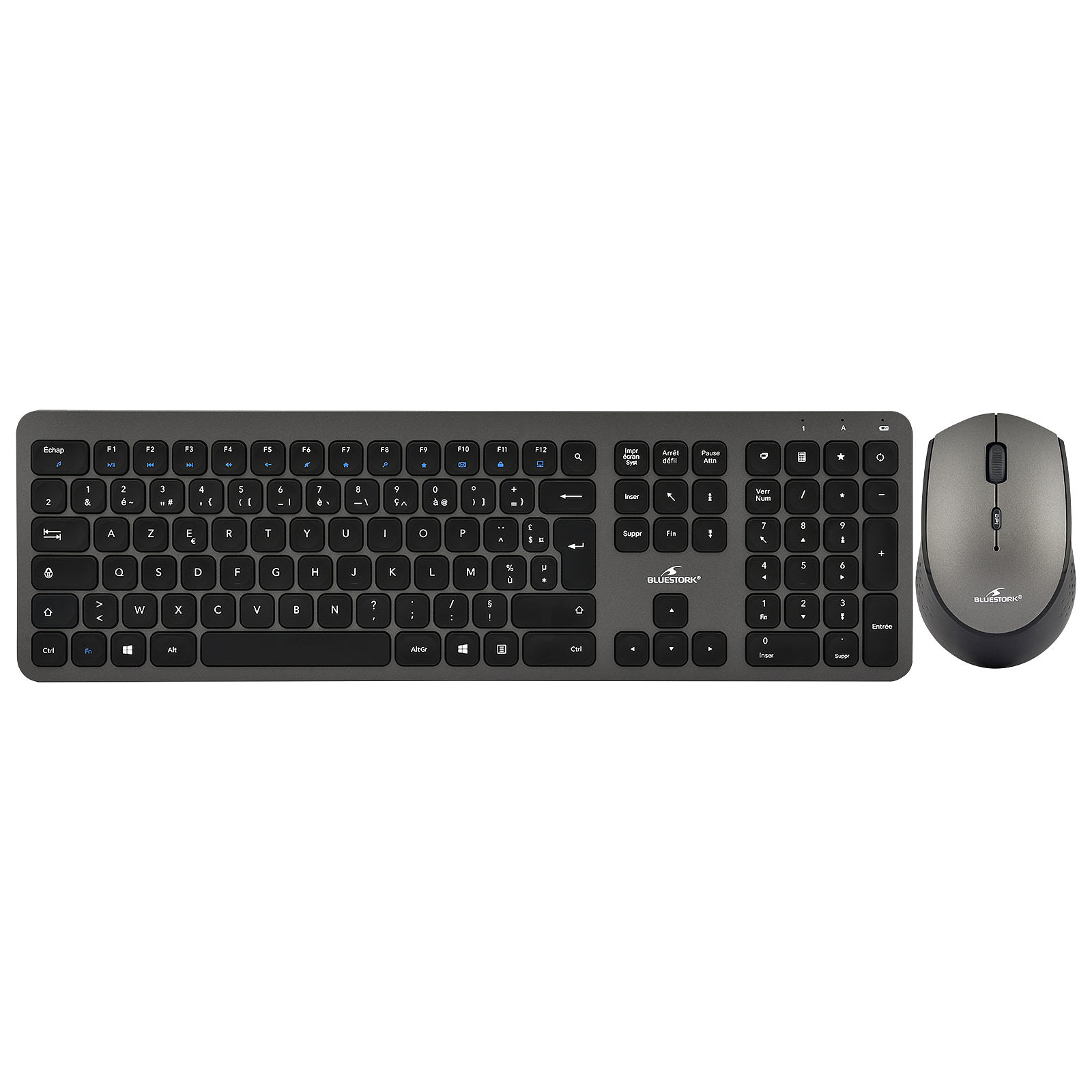 Bluestork Pack Easy Slim Gris Sans Fil - Pack Clavier/Souris - 0