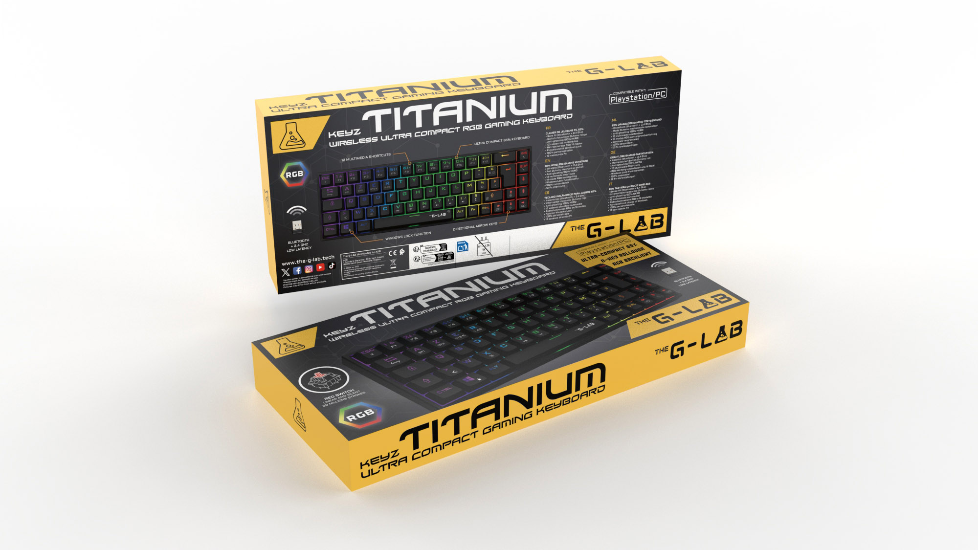 The G-LAB Keys Titanium 65% RGB/Filaire/BT/Noir - Clavier PC - 1