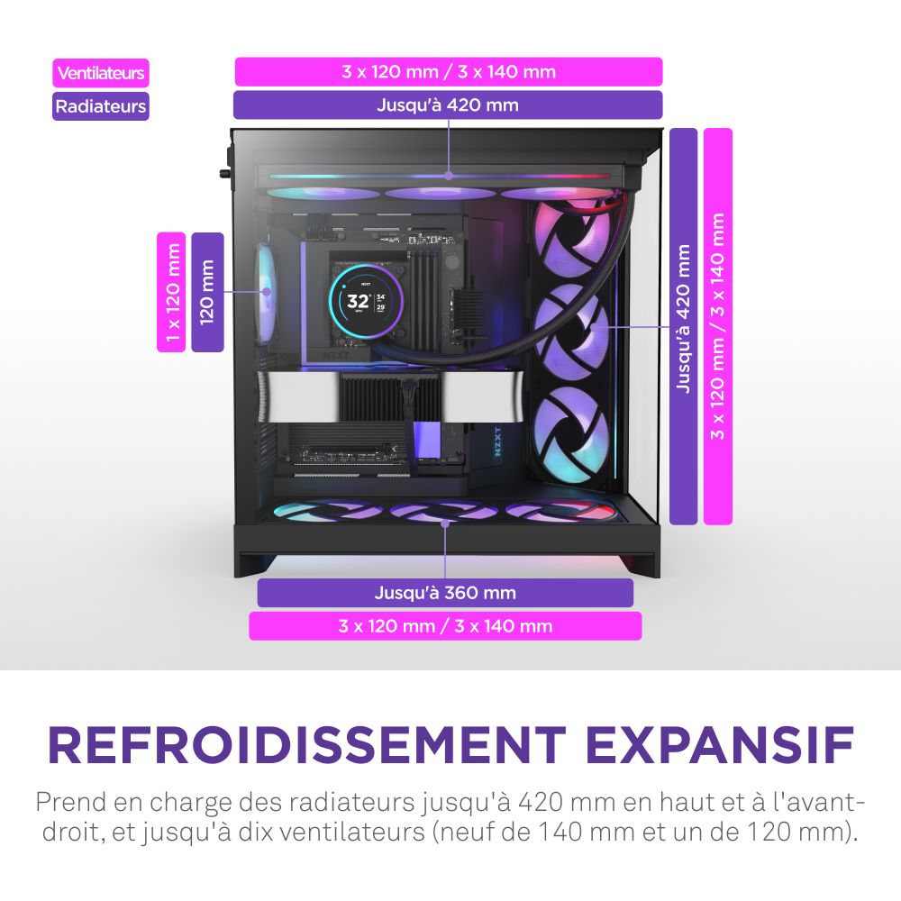 NZXT H9 Flow RGB+ Noir Noir - Boîtier PC NZXT - grosbill.com - 6