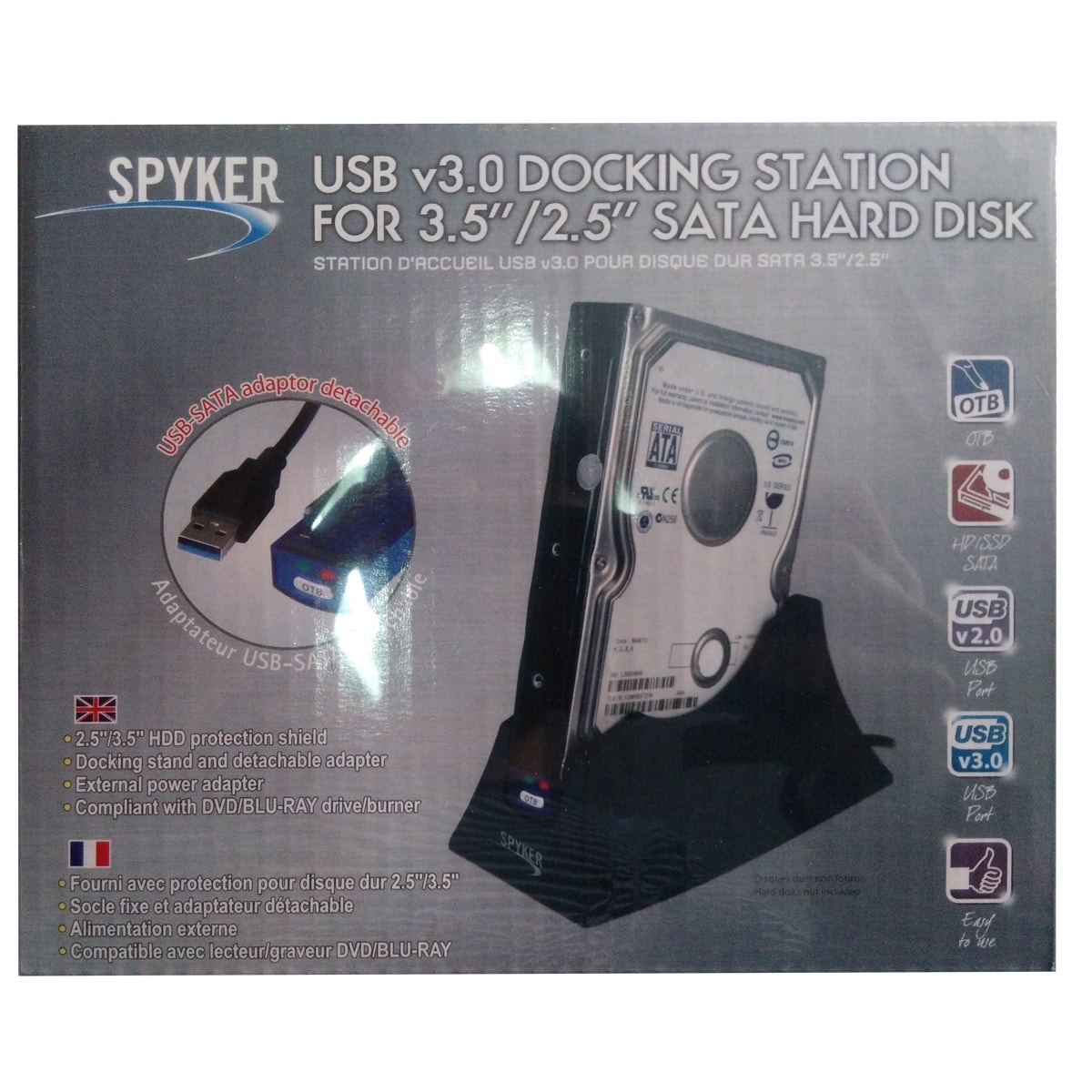 Grosbill Station d'accueil USB3 pour DD SATA 3.5"/2.5"-Seconde Vie-Etat Satisfaisant - Boîtier externe - 0