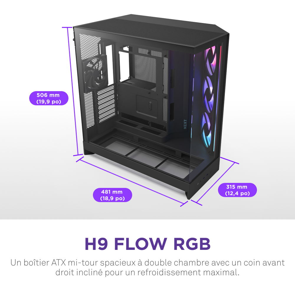 NZXT H9 Flow RGB Noir Noir - Boîtier PC NZXT - grosbill.com - 7