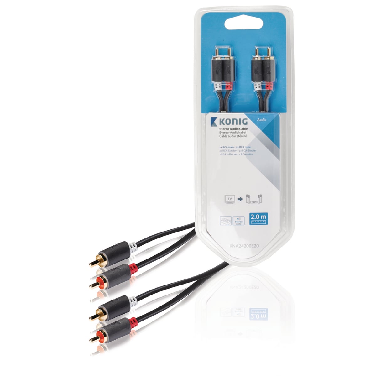 Câble audio 4xRCA mâle/mâle - 2m - Gris# - 0