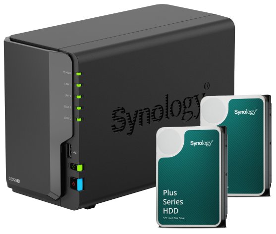 Serveur NAS Synology DS225+ - 2 Baies avec 2 disques de 12T HAT3310-12T Grosbill