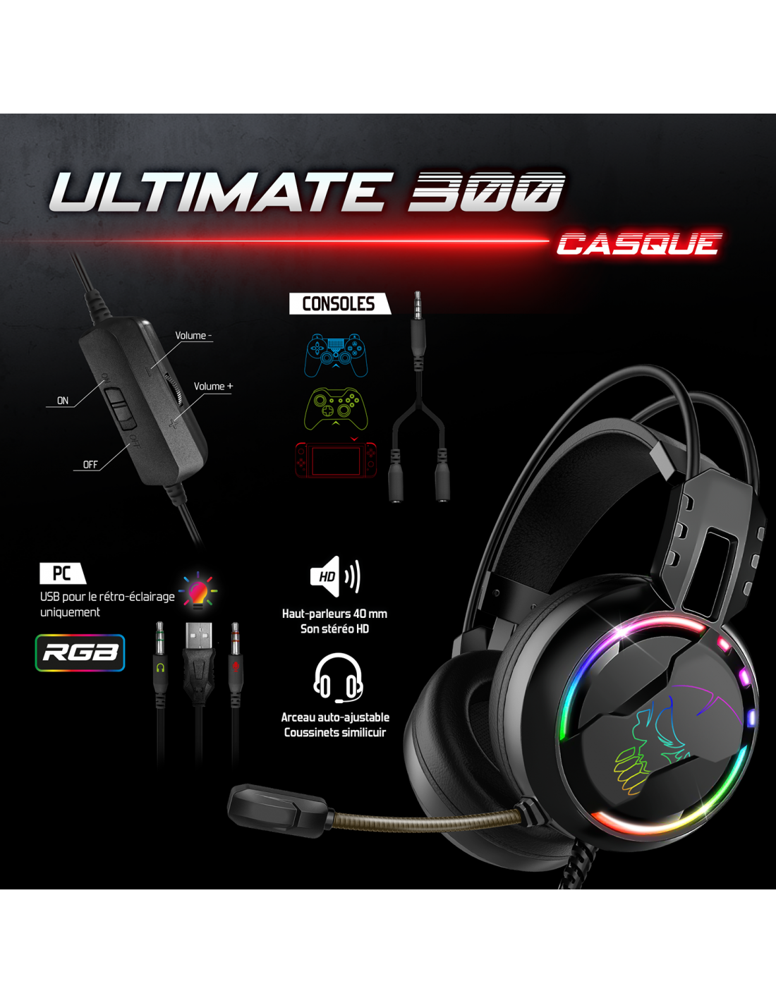 Spirit Of Gamer 4 en 1 Ultimate 300 - Clavier/Souris/Tapis/Casque (CLS-MKH300) - Achat / Vente Pack Peripheriques sur grosbill.com - 6