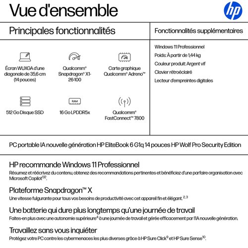 ELITEBOOK 6 G1 QUALCOMM - Achat / Vente sur grosbill.com - 3