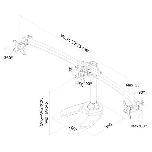 Desk Mount 3xScreen 10-27" BLACK - Achat / Vente sur grosbill.com - 2