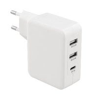 Grosbill Chargeur mural 3 ports - 2xUSB-A - USB-C - Blanc (CH-016WH) - Achat / Vente Chargeur sur grosbill.com - 3