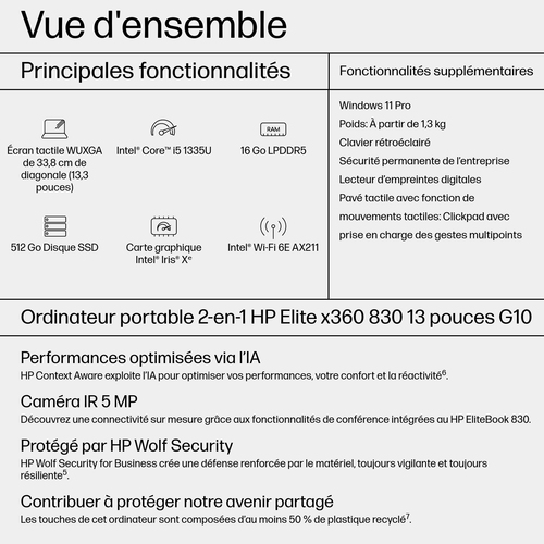 HP EX360830G10 I5-1335U 13 - Achat / Vente sur grosbill.com - 4