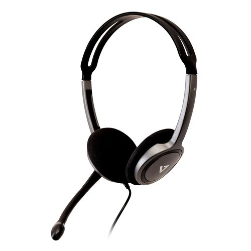 V7 HA212 2EP ecouteur casque Avec fil Arceau Appels Musique Black Silver