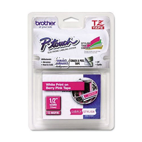Brother Tape/12mm pink on white f P-Touch
