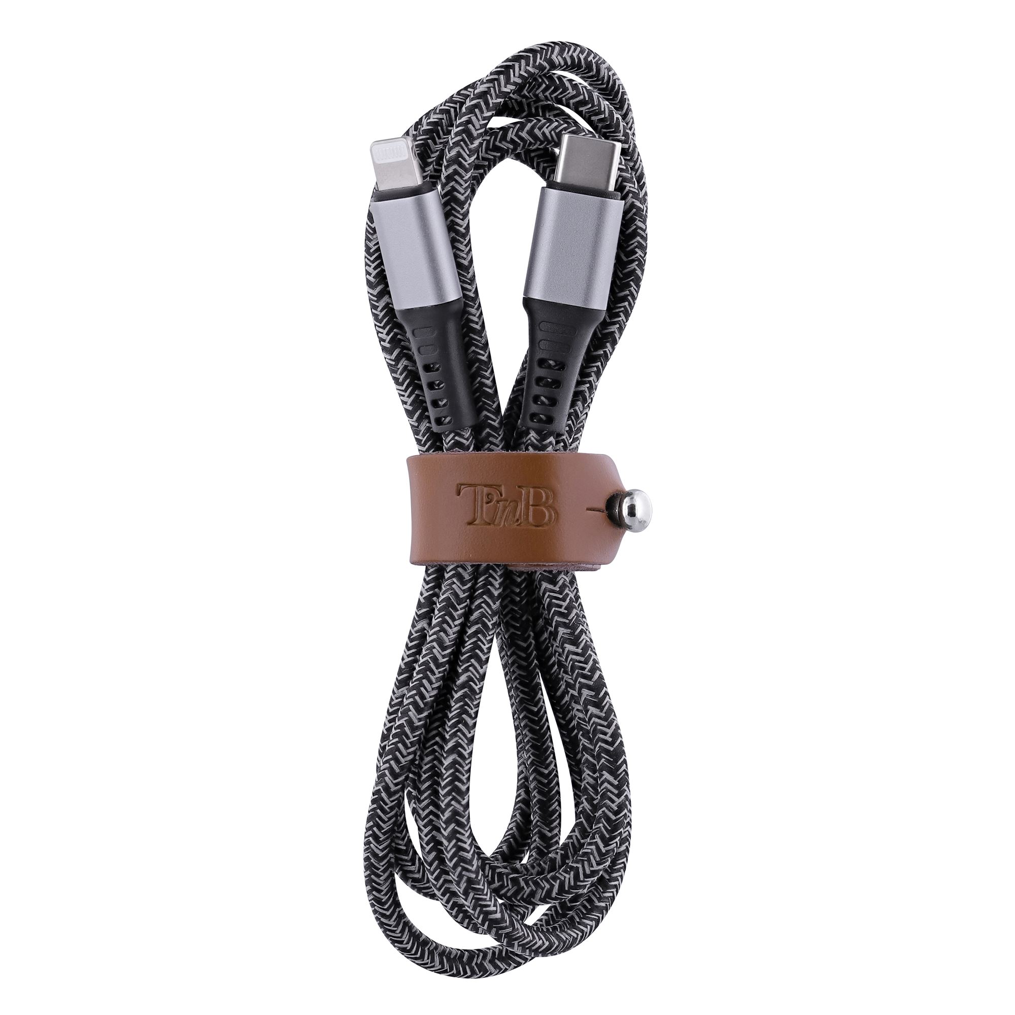 Câble USB-C/Lightning - 1,5m - nylon RPET - Noir - Connectique PC - 3