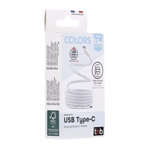 Câble USB-C vers USB-C - 1,5m - Bleu - Connectique PC - 1
