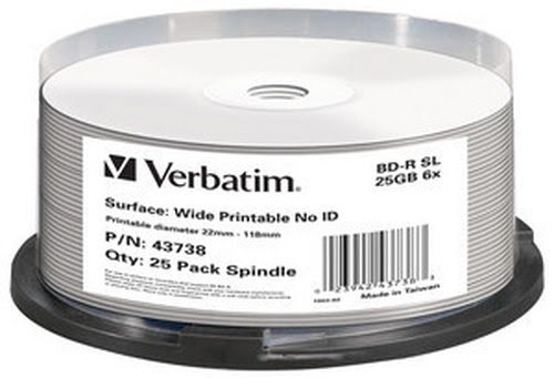 Verbatim BD-R/25GB 6xspd SL wide print Spindle 25