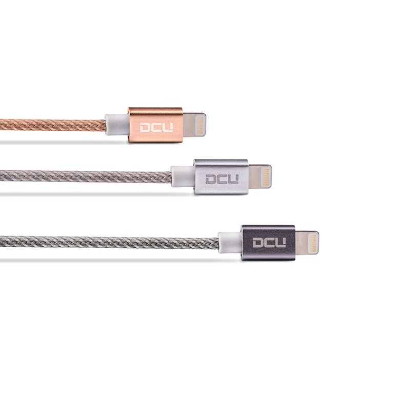 Cable renforcé Lightning 1m - Argent - Accessoire téléphonie DCU Technologic - 1