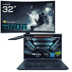 PC portable Gigabyte G6X 9KG-43FR854SD 16" FHD+ 165Hz i7-13650HX RTX 4060 (105W) 16Go 1To Sans OS + 32" QHD CURVE 165Hz Grosbill