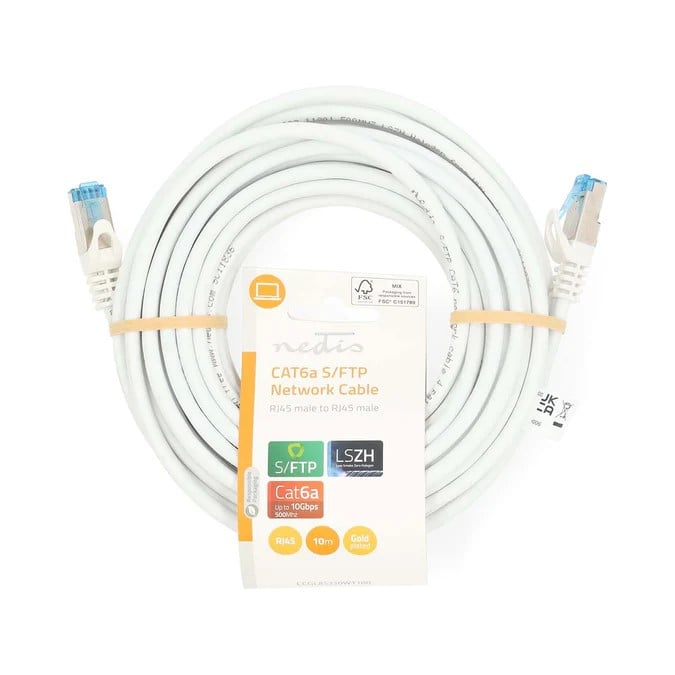 Câble RJ45 Cat6a S/FTP - 10m - Blanc - Connectique réseau - 0