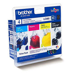 Brother Pack Cartouches Noir+Couleurs LC980 - LC980VALBP