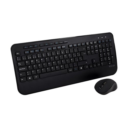 V7 Clavier QWERTY espagnol complet avec repose-mains CKW300ES – Noir