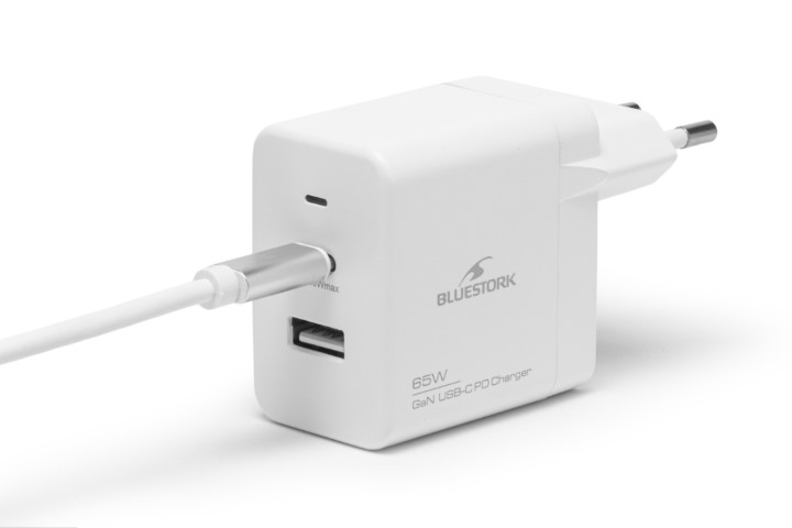 Bluestork 65W USB C - Blanc/Détachable  (PW-NB-65-C-GAN-W) - Achat / Vente Accessoire alimentation sur grosbill.com - 0