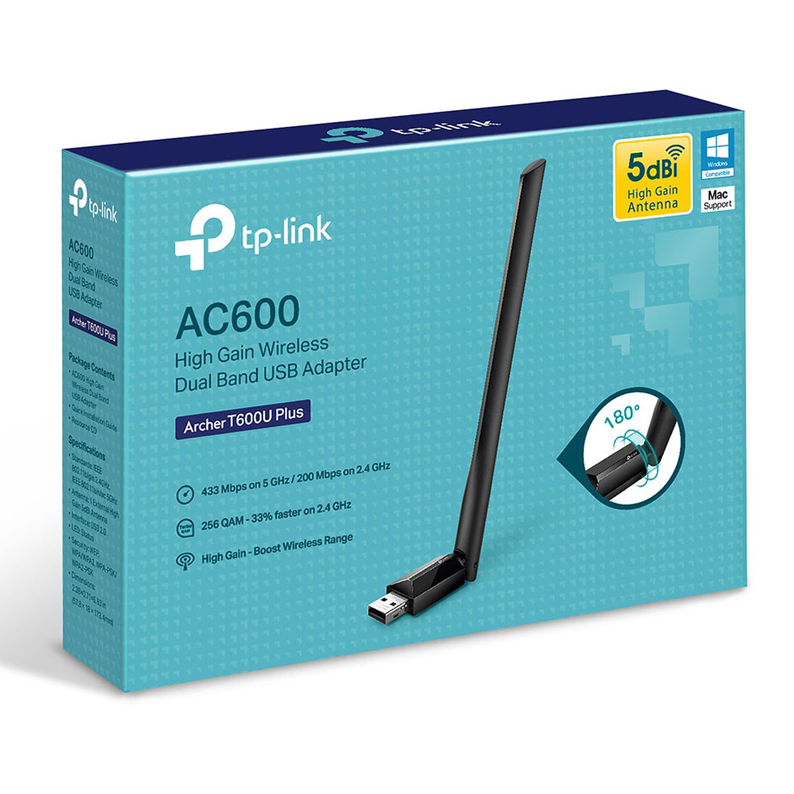 TP-Link Clé USB Archer T600U Plus - WiFi 802.11AC - Carte réseau - 3