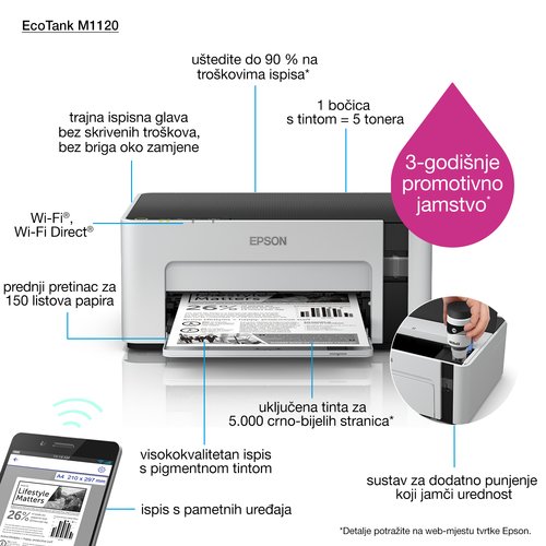 Imprimante Epson EcoTank ET-M1120 A4 WIFI/USB  - grosbill.com - 13