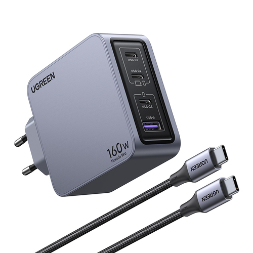 UGREEN Chargeur secteur 160W 4 ports + Câble USB-C - 1,5m (25877) - Achat / Vente Chargeur sur grosbill.com - 3