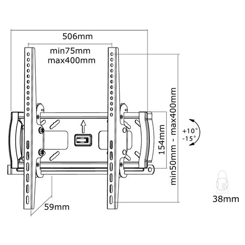 Wall Mount Tilt 23-60" Max 50kg Black - Achat / Vente sur grosbill.com - 3