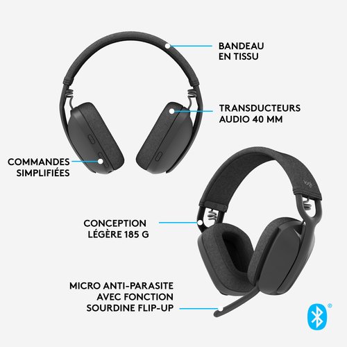 Logitech Zone Vibe 100 Graphite Stereo Graphite - Micro-casque - 12