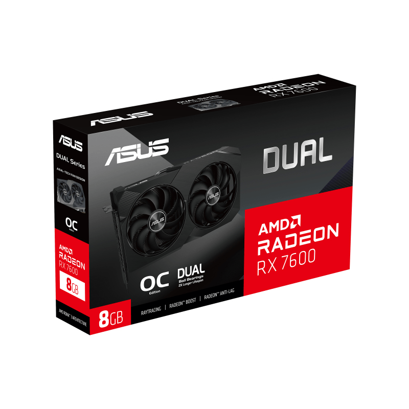 Asus DUAL-RX7600-O8G-V2  - Carte graphique Asus - grosbill.com - 1
