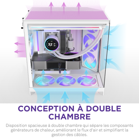 NZXT H9 Flow RGB Blanc Blanc - Boîtier PC NZXT - grosbill.com - 9