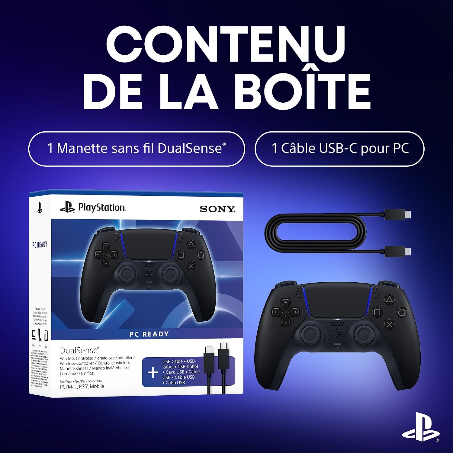 Sony Manette DualSense Midnight Black - Périphérique de jeu - 3