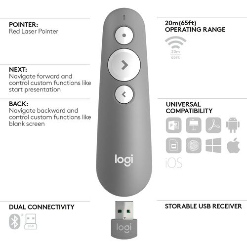 Logitech R500 Laser Presentation Remote Grey (910-006520) - Achat / Vente Vidéoconférence sur grosbill.com - 4