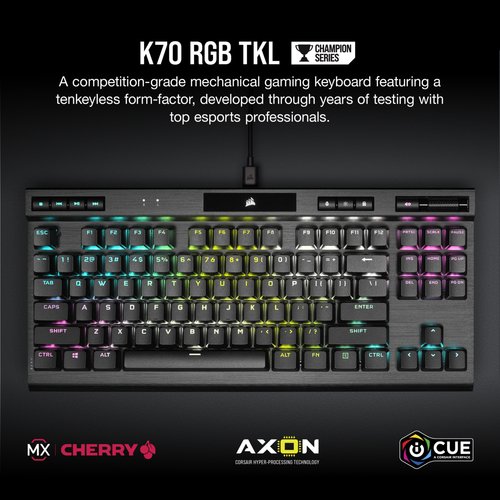 Corsair K60 PRO TKL, Sans clé (80 - 87%), USB, Contacteur de touche opto- mécanique