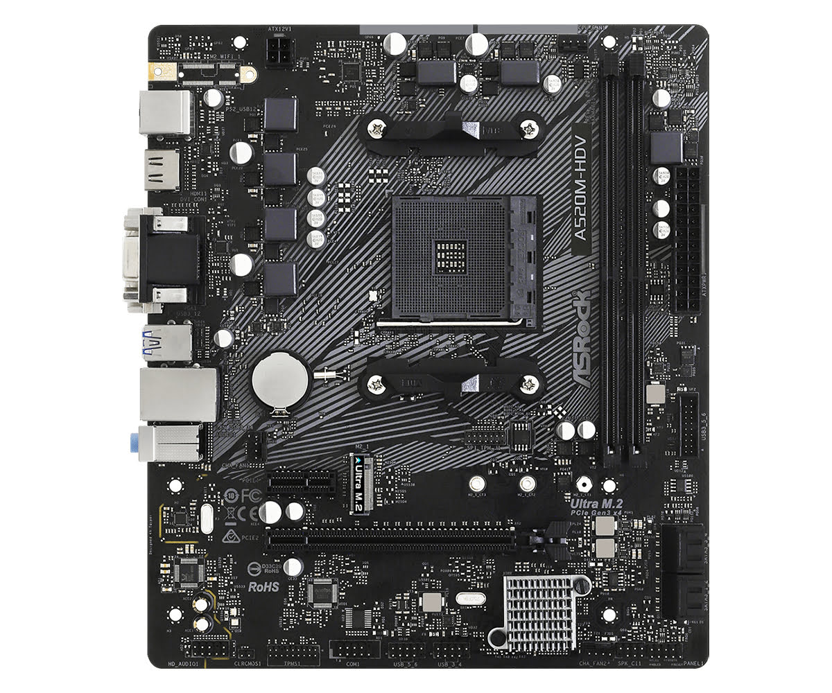 ASRock A520M-HDV Micro-ATX  - Carte mère ASRock - grosbill.com - 3